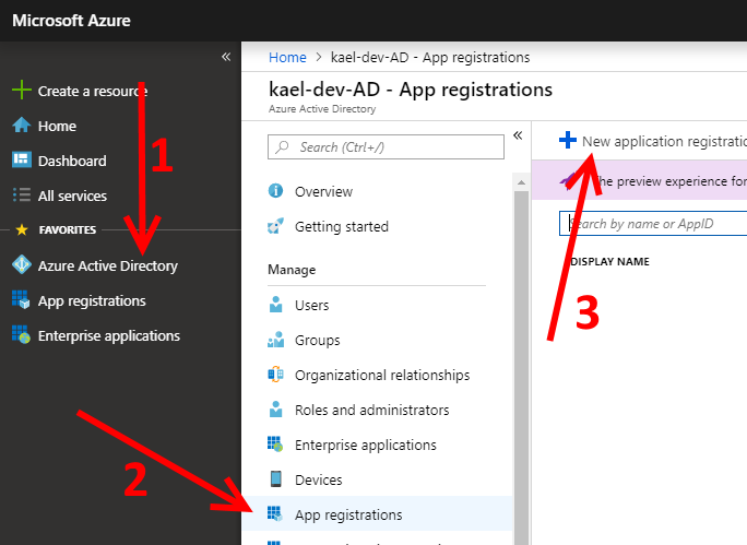 Creating an App Registration in AD