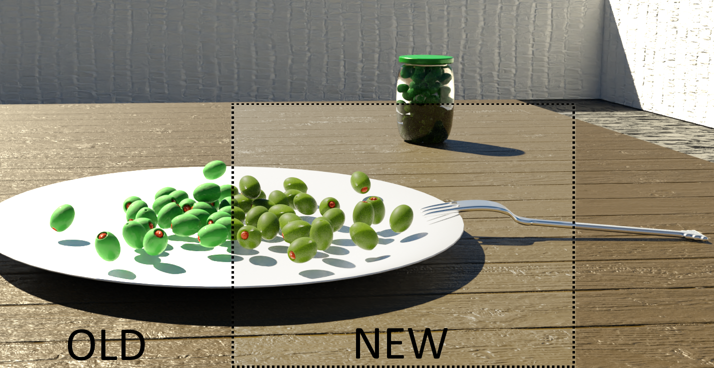 Old olive render vs new bits